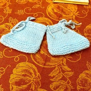 Brand new, handmade crocheted blue baby booties